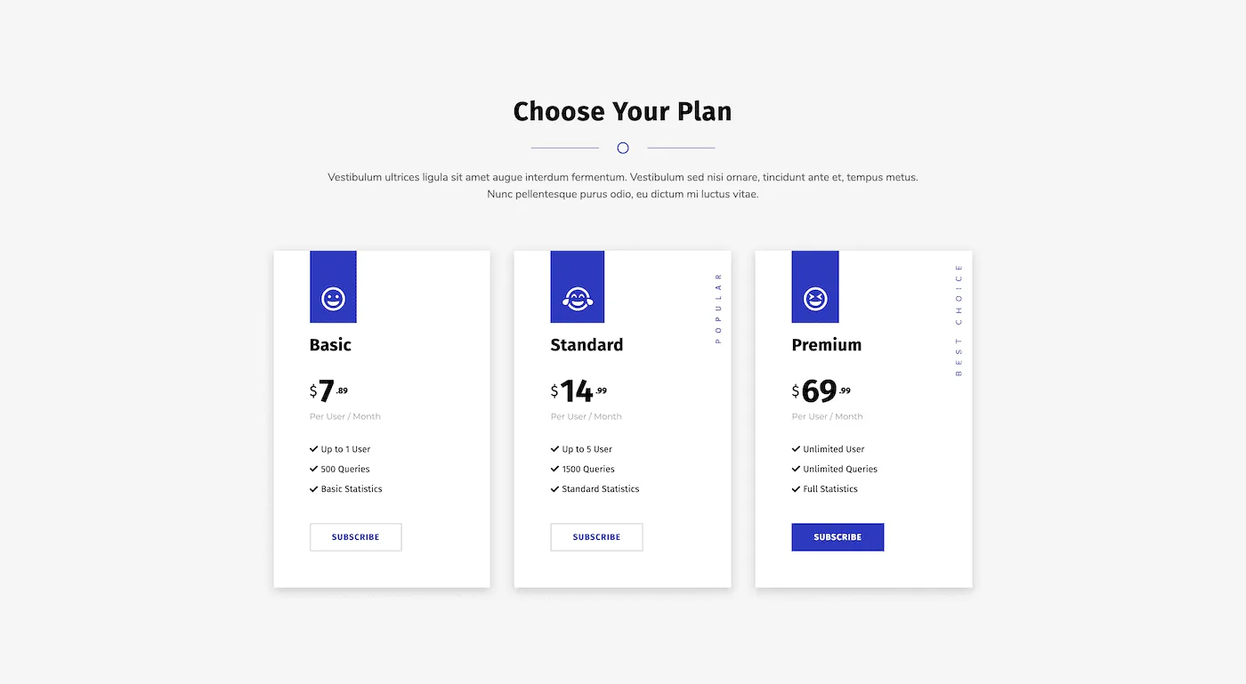 Pricing Table Template 1