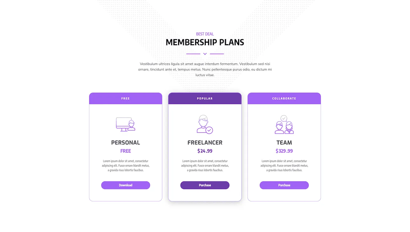 Pricing Table Template 3