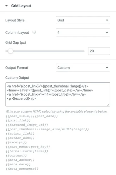 Custom Output Formats
