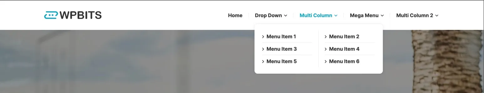 Multi-Column Menu Settings
