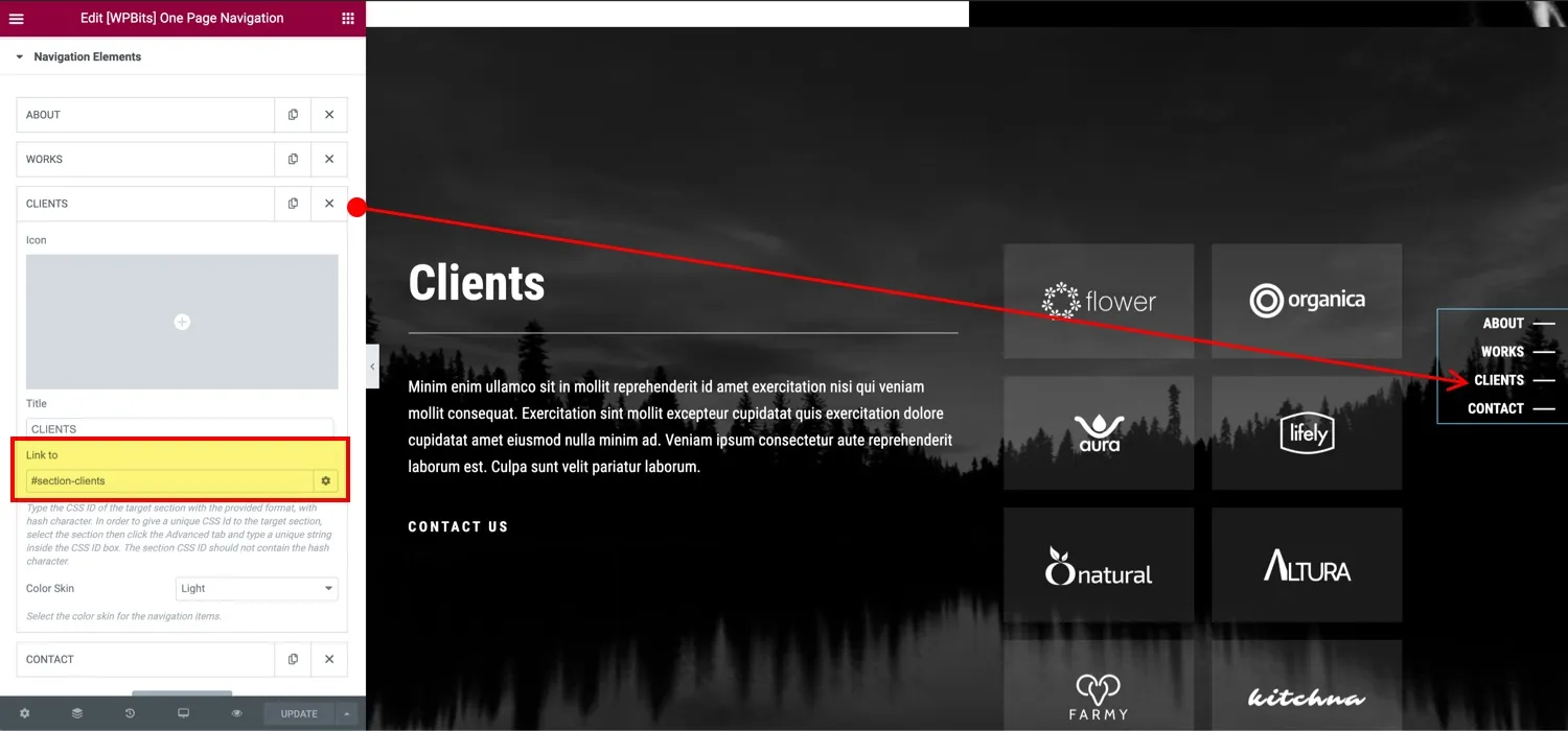One Page Navigation Links