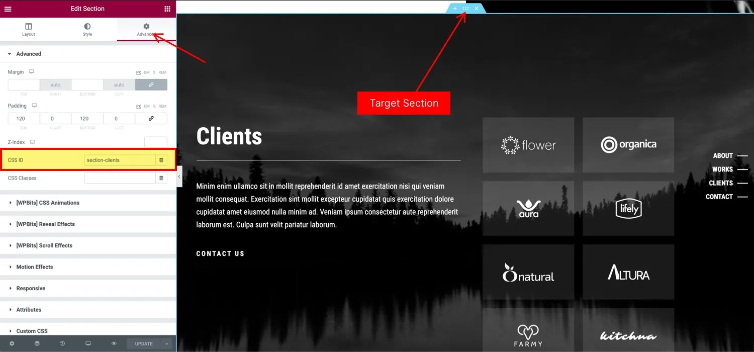 One Page Navigation Target