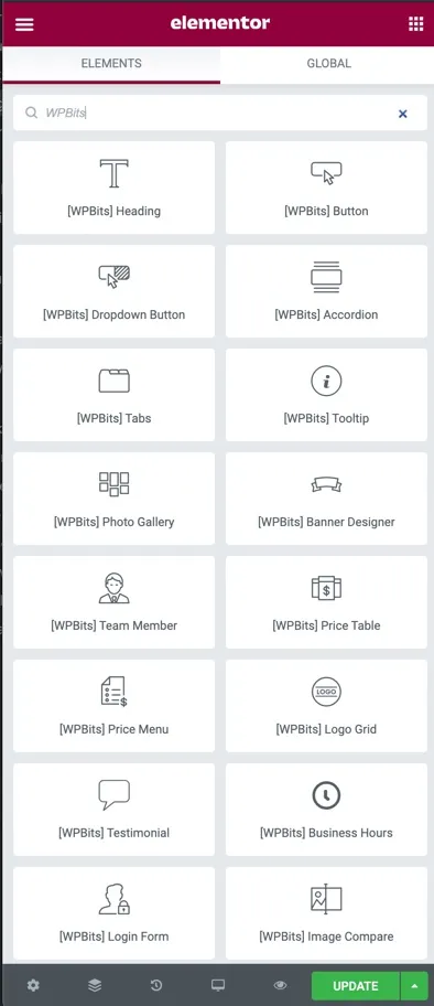 Intalling WPBits provides Addons for Elementor