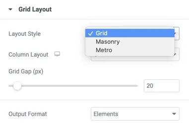 Grid layout options