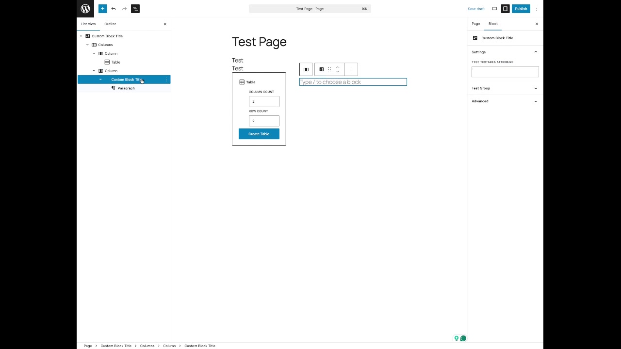 Block in Gutenberg Editor